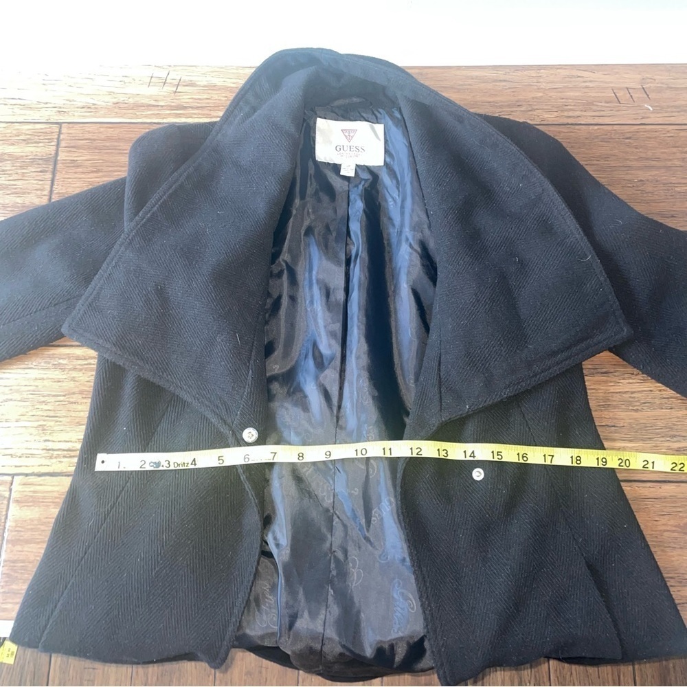 Black trench coat winter coat black business coat thick pea coat fall jacket - Picture 5 of 7